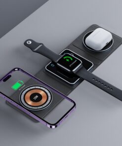 3 IN 1 Magnetic Folding Wireless Charger Station For IPhone Transparent Fast Charging For IWatch And Airpods
